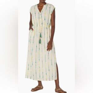 Liverpool Los Angeles Dolman Sleeve White and Green Tunic Midi Dress Sz M